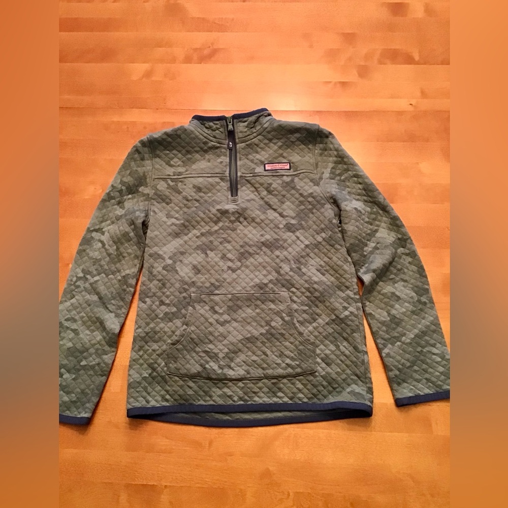 Vineyard Vines girls Olive  and Camo style Quilted Pullover